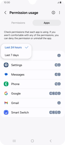 Press the required setting.