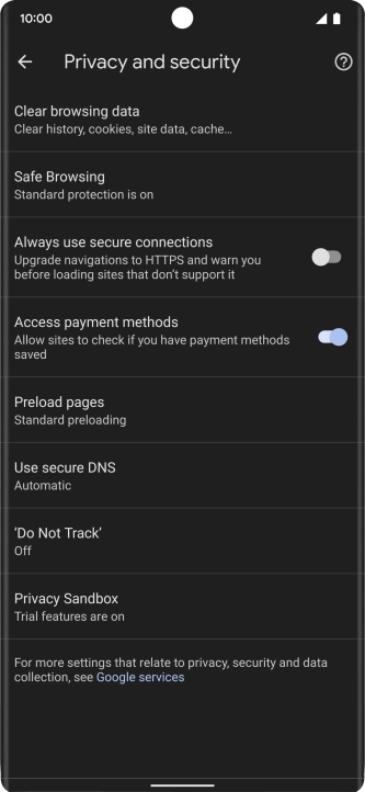 Press Clear browsing data.