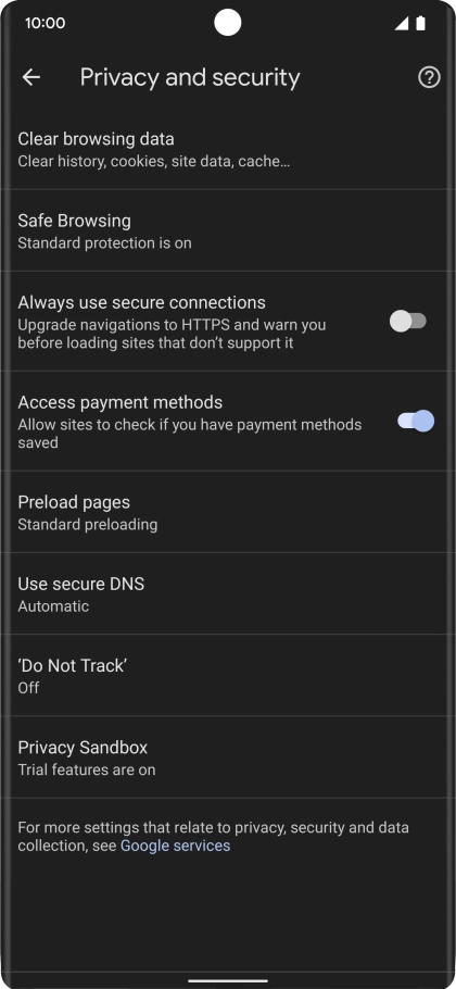 Press Clear browsing data.