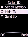Select Hide ID and press the Left selection key to turn off the function.