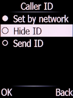 Select Hide ID and press the Left selection key to turn off the function.