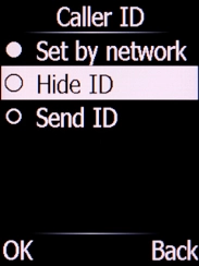 Select Hide ID and press the Left selection key to turn off the function.