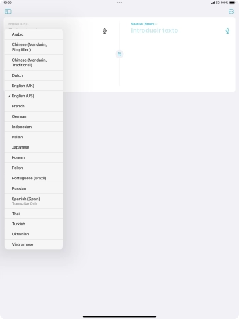 Press the required source language.