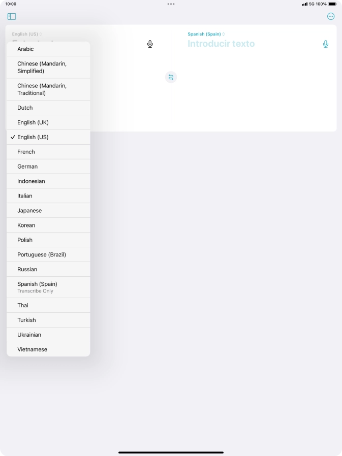 Press the required source language.