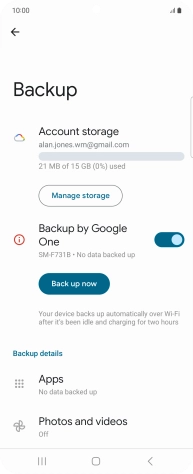 Press Back up now and wait while the phone memory is backed up.