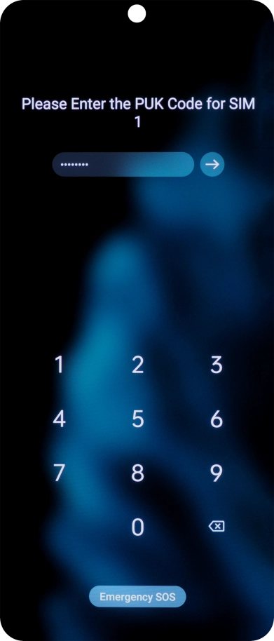 Key in the PUK and press arrow right.