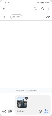 Press the text input field and write the text for your picture message.