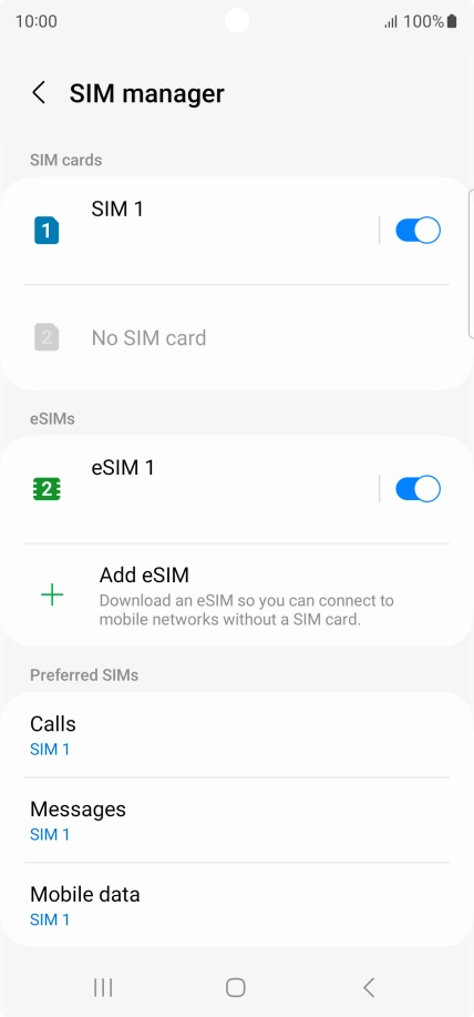 Press the required eSIM. Press the required eSIM.