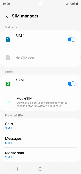 Press the required eSIM. Press the required eSIM.