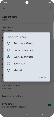 Press the required setting.