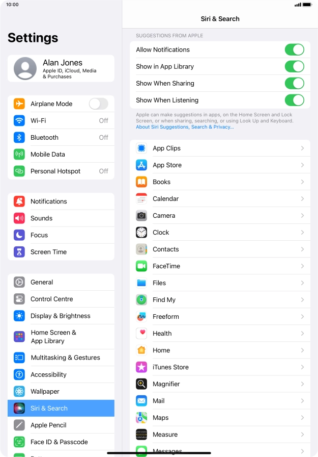 Press the required app.