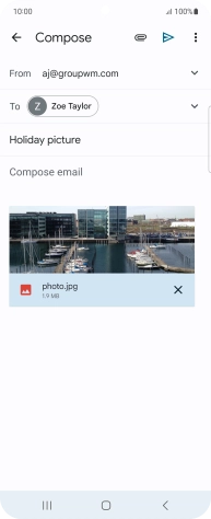 Press the text input field and write the text for your email message. Press the text input field and write the text for your email message.