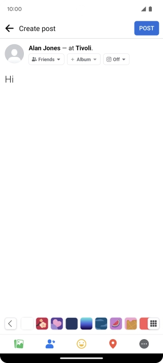 Write the required text and press POST.