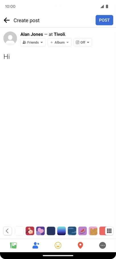 Write the required text and press POST.