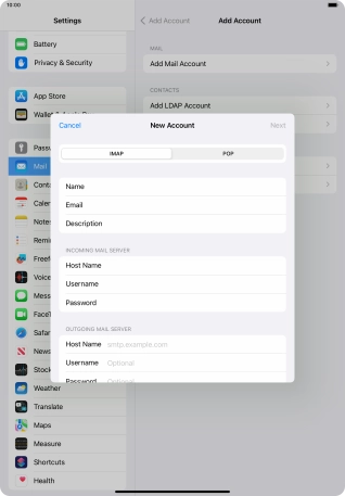 Press Host Name and key in the name of your email provider's outgoing server. Press Host Name and key in the name of your email provider's outgoing server.