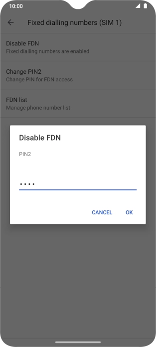 Key in your PIN2 and press OK. The default PIN2 is 1111.