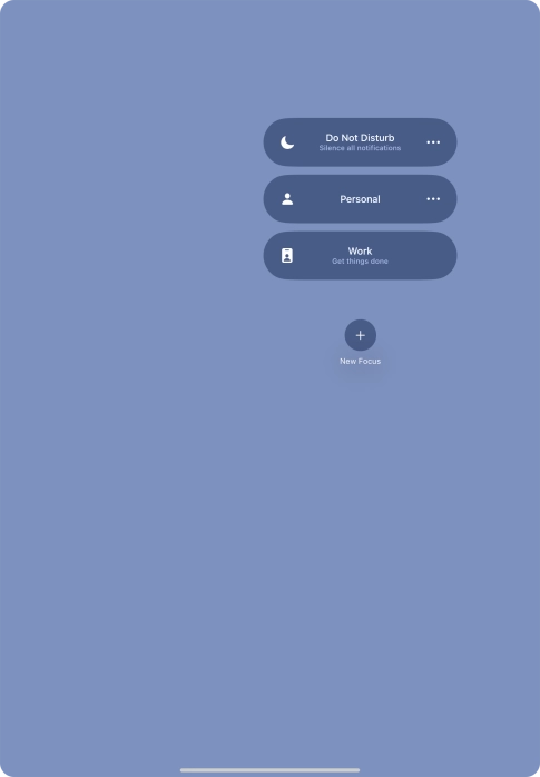 Press the required focus mode to activate or deactivate it immediately. Press the required focus mode to activate or deactivate it immediately.
