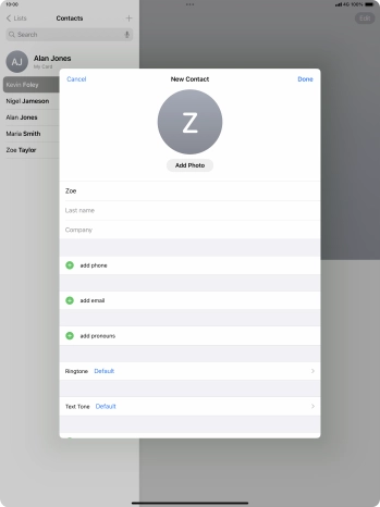 Press Last name and key in the last name.