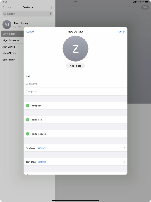 Press Last name and key in the last name.