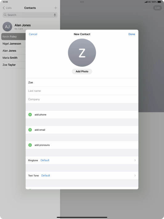 Press Last name and key in the last name.