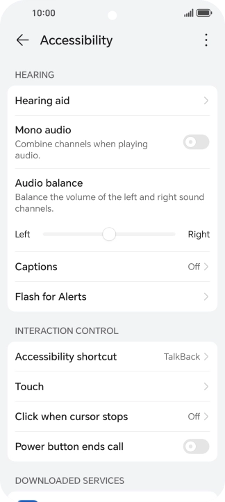 Press the required setting below 