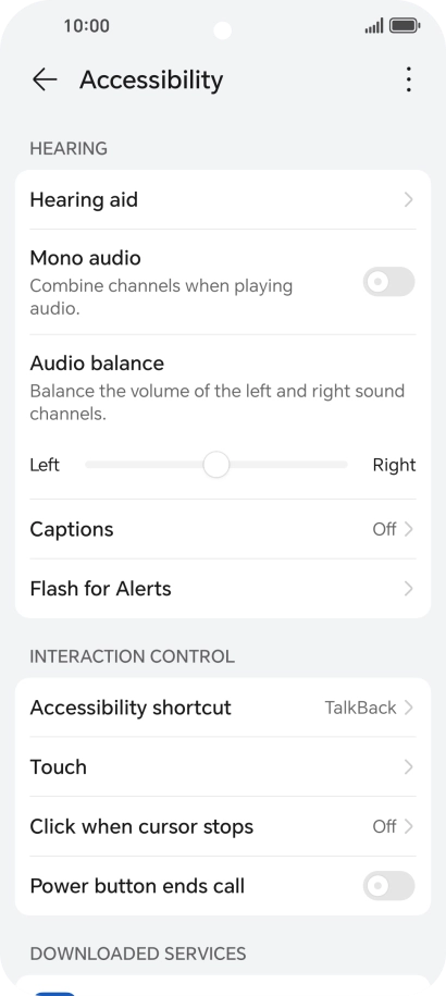 Press the required setting below 