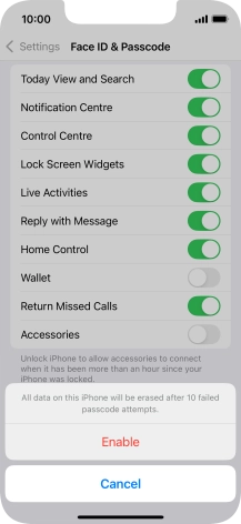 If you turn on the function, press Enable.