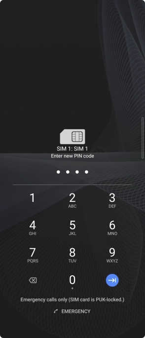 Key in a new four-digit PIN and press arrow right.