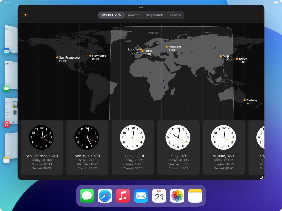 The active application is displayed at the centre of the screen.