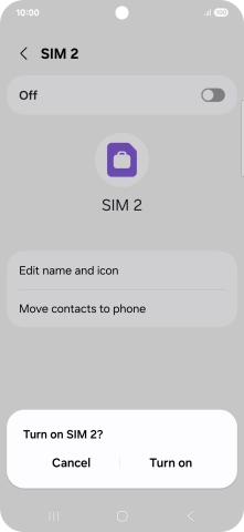 If you turn on use of the price plan, press Turn on. If you turn on use of the price plan, press Turn on.