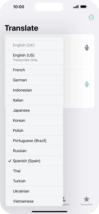 Press the required target language.