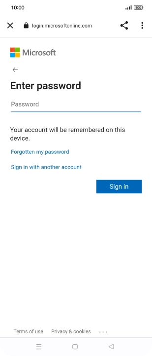Press Password and key in the password for your email account.