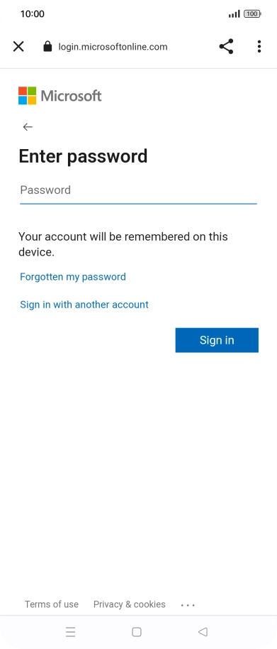 Press Password and key in the password for your email account.
