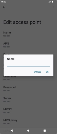 Key in Vodafone Internet and press OK.