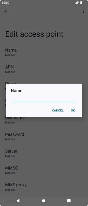 Key in Vodafone Internet and press OK.