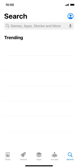 Press the search field and key in the name or subject of the required app.