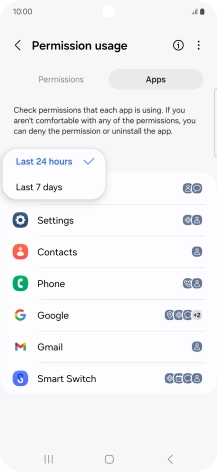 Press the required setting.