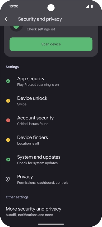Press More security and privacy.