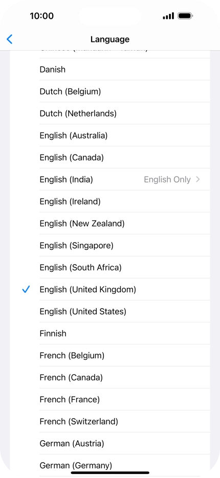 Press the required language.