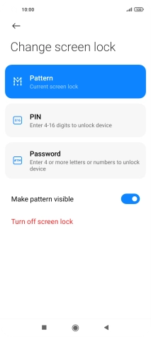 Key in the current phone lock code and press Turn off screen lock.