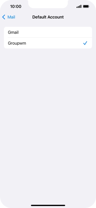 Press the required email account to select the email account as your default account.