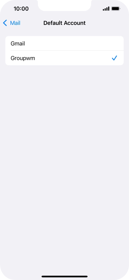 Press the required email account to select the email account as your default account.