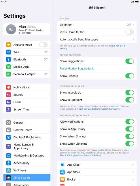 Press the indicator next to 