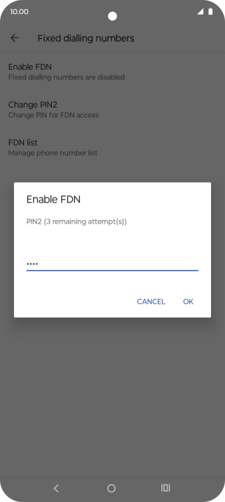 Key in your PIN2 and press OK. The default PIN2 is 1111.