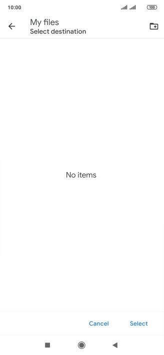 To create a new folder, press the new folder icon and follow the instructions on the screen to create a new folder.