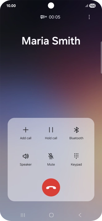Press the end call icon. Press the end call icon.
