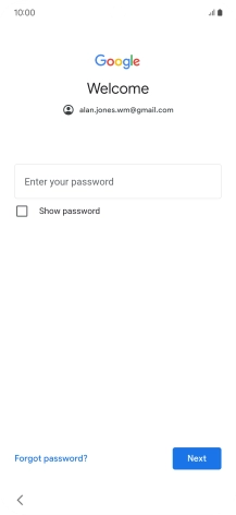 Press Enter your password and key in the password for your Google account.