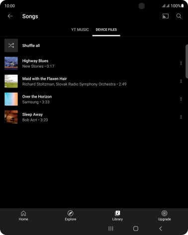 Press the required audio file. Press the required audio file.
