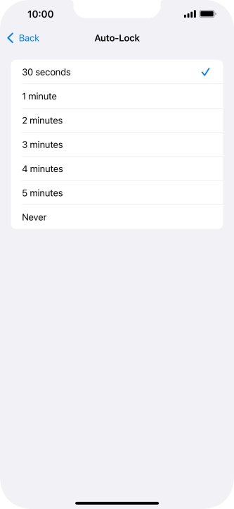 Press the required setting.
