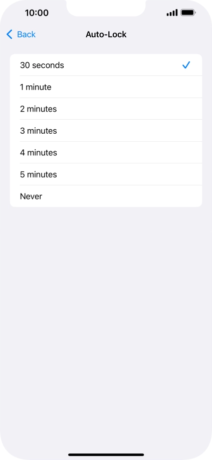 Press the required setting.